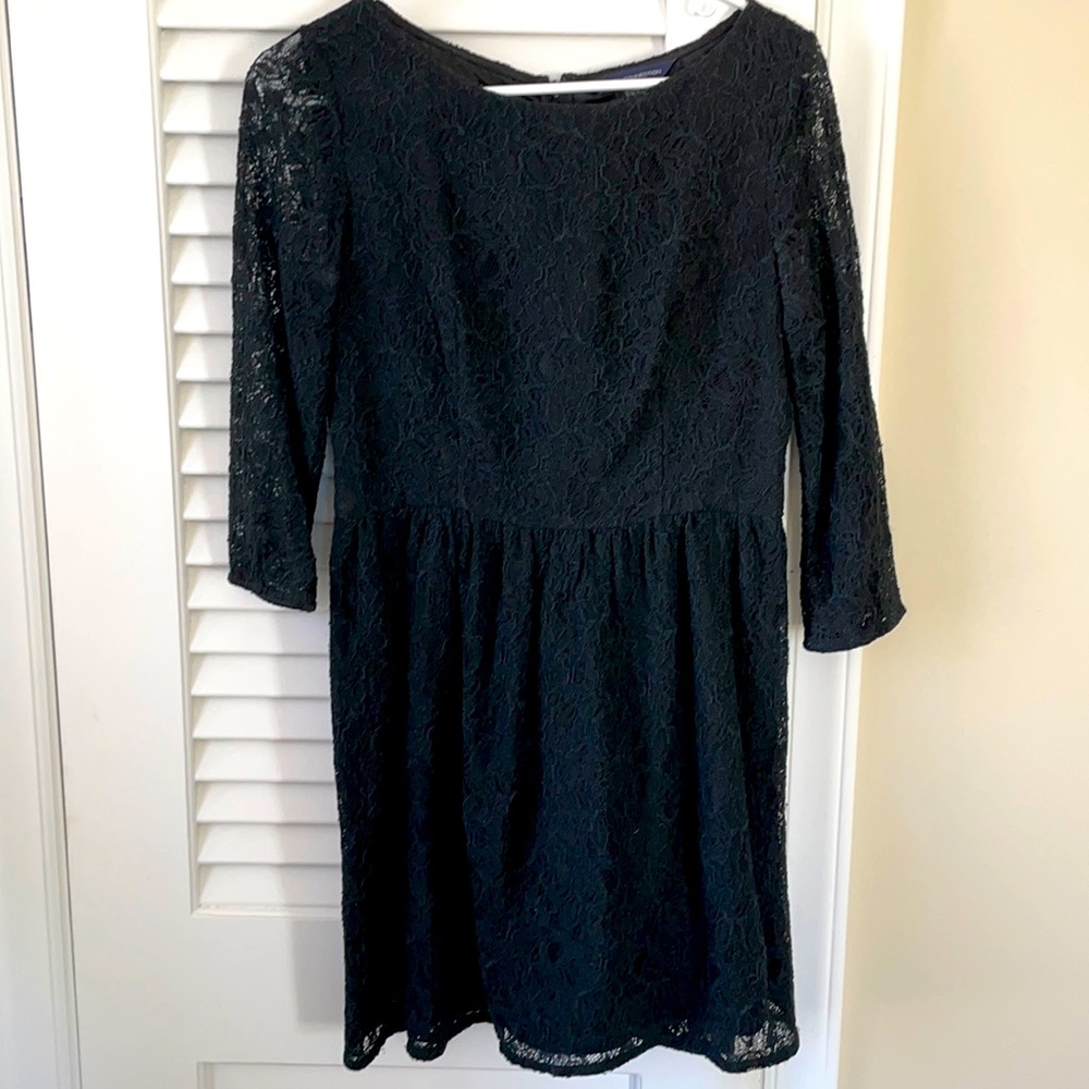 Black lace dress with sheer sleeves